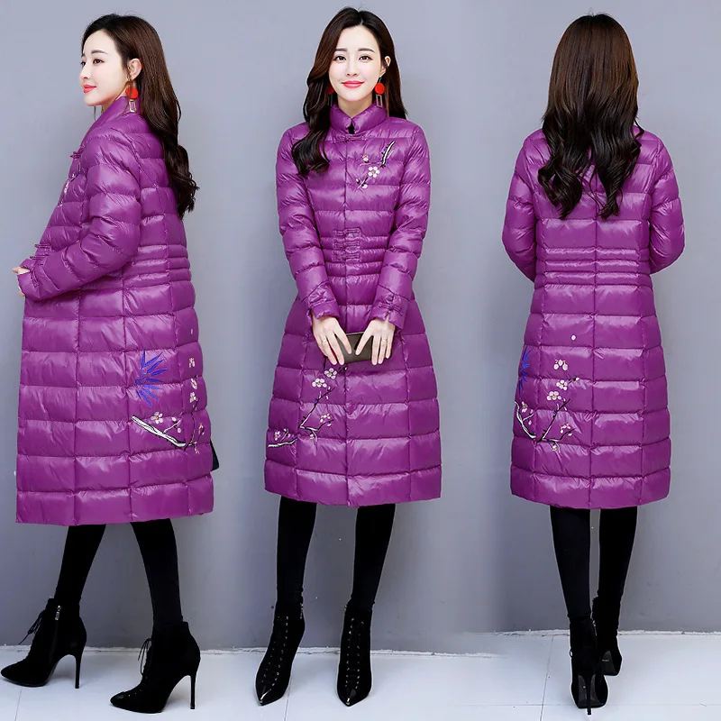 

2018 Winter WOMEN'S Dress New Style Fashion Chinese-style Fold-down Collar Elegant Mid-length Slim Fit Cotton Overcoat