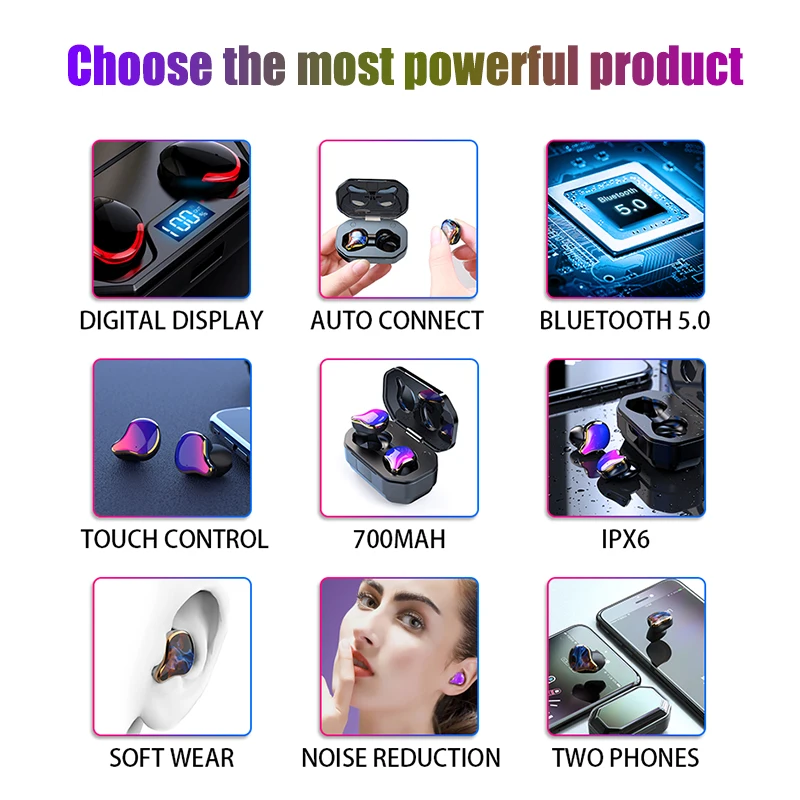 McGeSin G01 Tws наушники HiFi стерео водонепроницаемые наушники в ухо Беспроводная bluetooth-гарнитура дисплей питания наушники для телефона