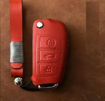 red 01 Натуральная кожа ключ чехол ключ крышка Защита сумка для Audi A3 8L 8P A4 B6 B7 B8 C6 4F RS3 Q3 Q7 TT 8L 8V S3 - Название цвета: red 01
