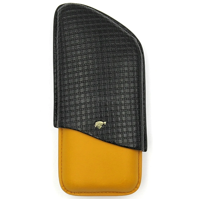 COHIBA Black&ampYellow Leather Cigar Case 3 Cigars Tube Humidor Checked Design Travel Cases | Дом и сад