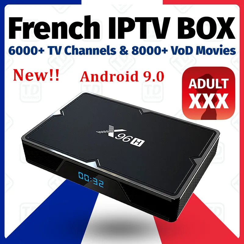 

French IPTV box X96H smart tv box android 9.0+IPTV subscription for France Spain Portugal Germany IPTV M3U android tv box adult
