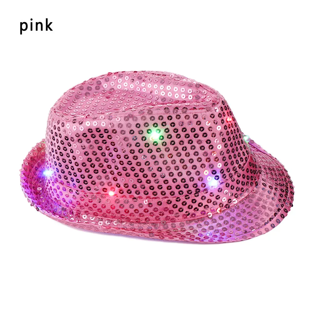 4 Новая мода унисекс мигающий свет Led Fedoras Trilby Sequin унисекс нарядное платье танцевальная вечеринка шляпа сценическое представление - Цвет: 4