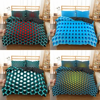 

Homesky 3D Honeycomb Bedding Set Duvet Covers Bed Comforter Pillowcase 3pcs Twin Queen King Size Bed Clothes for Home Textiles