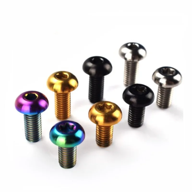 6/12Pcs 티타늄 torx 나사 M5x10 디스크 브레이크 로터 용 12mm 나사 볼트 산악 자전거 및 도로 자전거 T25 Torx 헤드 자전거 디스크