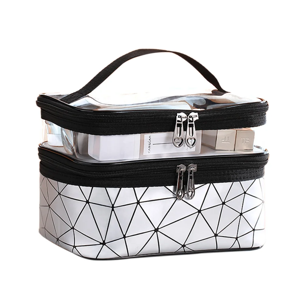 Женская многофункциональная сумка, косметичка, чехол, ручка для хранения, дорожная сумка-Органайзер - Цвет: Светло-серый