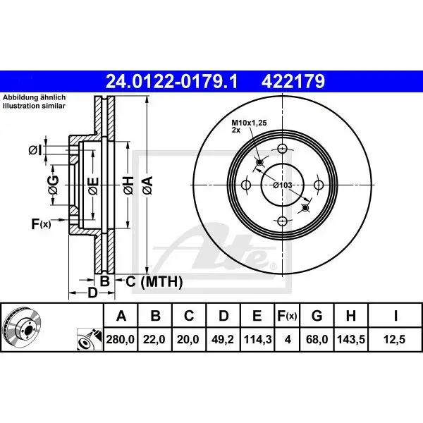 Диск тормозной передний Nissan Almera/Primera 1.5-2.2D 98 ATE 24 | Автомобили и мотоциклы