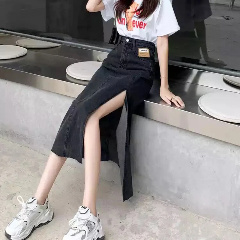GODLIKEU-abrigo de cintura alta vaquero para mujer, Falda Sexy ajustada  informal de verano, negra, estilo Harajuku, Jupe, moda coreana - AliExpress  Ropa de mujer