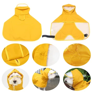 

Cute Leather Pet Raincoat, Belly Protection Cloak, Medium And Large Dog Raincoat, Convenient Pet Clothing, Dog, Teddy, Raincoat