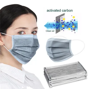 

50Pcs Mask Disposable 4 Layer Ply Filter Earloop Nonwove Mask Face mask Dustproof Safe Breathable Protective Mouth Masks