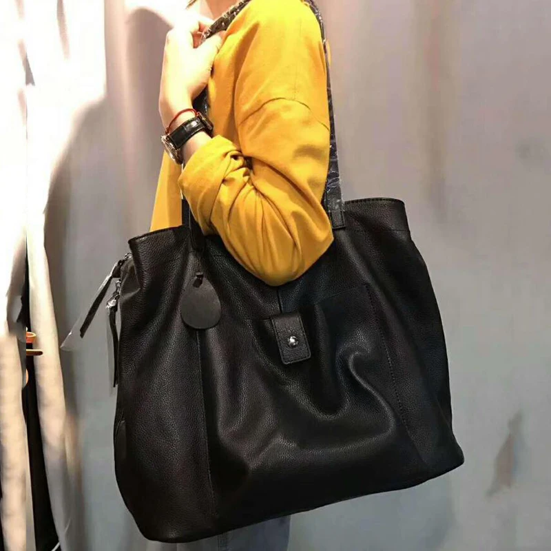 

Simple Women Big Bag Tote Natural Leather Handbags Luxury Ladies Shoulder bag Females Messenger Bags Vintage Bolsas Feminina
