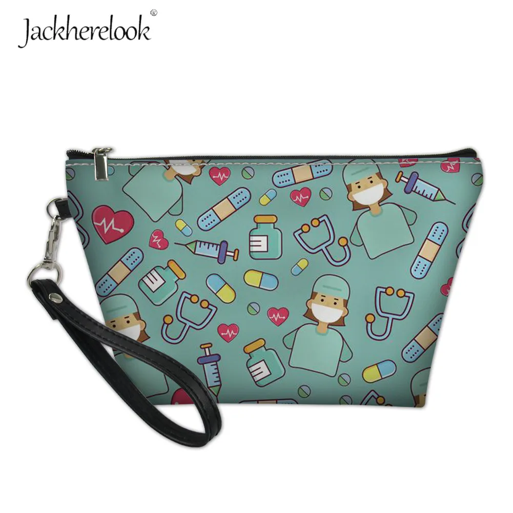 Jackherelook/женская сумка для макияжа с принтом в виде сердца для медсестры/доктора; женская нечешуя; малогабаритные сумочки-косметички; теплая косметичка для кормления; дорожная косметичка