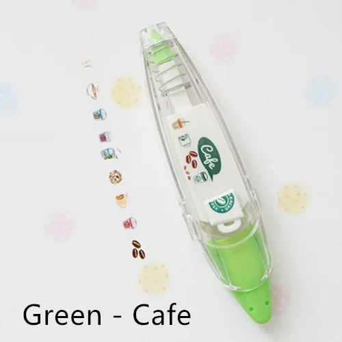 Милые животные кружево Корректирующая лента клейкой ленты papeleria материал Эсколар канцелярские Schoo - Цвет: Green coffee