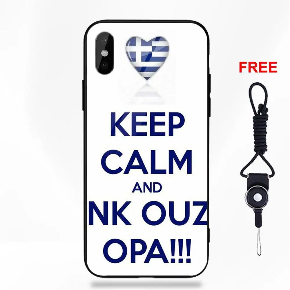 Keep Calm I'm греческий, Греция Флаг для Apple IPhone X XS Max XR 5 5C 5S SE, 6, 6 S, 7, 8plus, рисунок «сделай сам» Мягкий ТПУ чехол+ закаленное Стекло