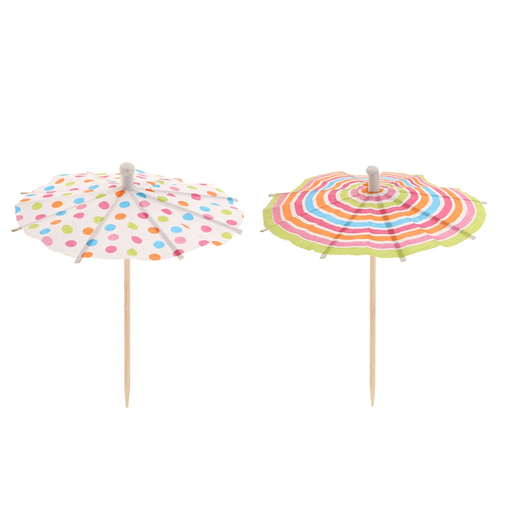 100stk. Cocktail Sticks Cocktail Sticks Toothpick Cake Topper Cupcake Picks With Paper Umbrella Design
