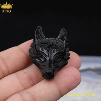 

2pcs/lot 27X40mm Natural Black Agates Carved Wolf Head Pendant Jewelry Women Onyx Stone Figurine Chakra Jewelry Charms XG-17KBBH