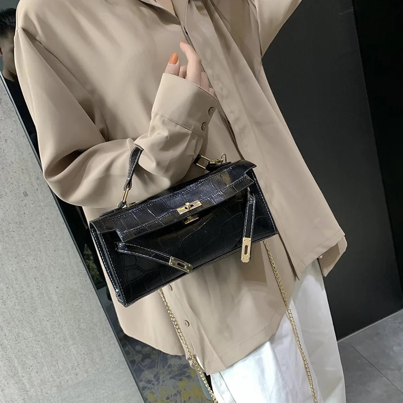 

Online Celebrity Bag Women's 2019 New Style Crocodile Pattern Shoulder Bag Textured Handbag Europe And America Versatile CHIC Sh