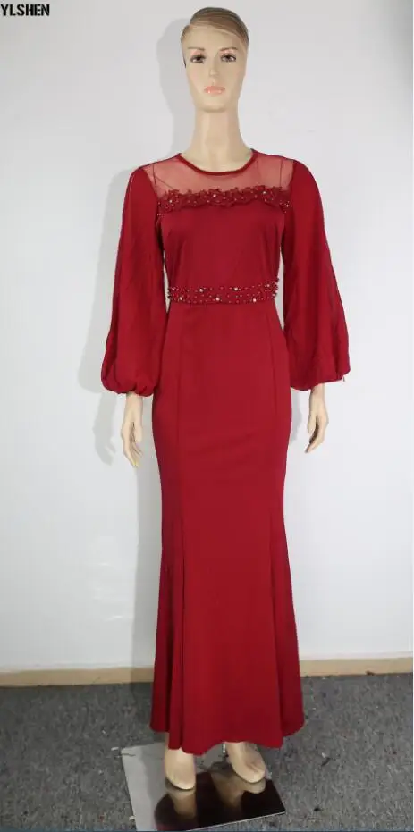 Wine red XXXL африканские платья для женщин Дашики ногтей бисера африканская одежда Кружева вышитые африканские платья юбка с длинным рукавом Африка платье - Цвет: Wine red