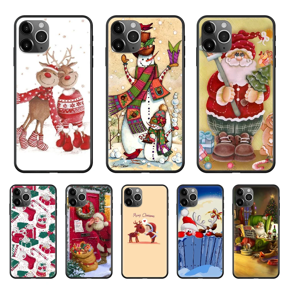 

Christmas tree, old man Phone Case cover For Iphone 12 11 8 7 XR PLUS X XS PRO SE 2020 MAX black hoesjes silicone cover trend