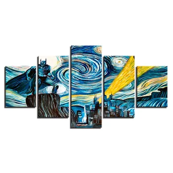 

Wall Art For Living Room Painting 5 Piece Canvas Art Wall Art Canvas Painting Canvas For Batman Movie HD Print Modern Decorative