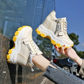 

2020 Winter Women Wedges Sneakers Keep Warm Plush Casual Shoes Tenis Female Fashion Platform Chunky Shoes Woman 10cm High Heels