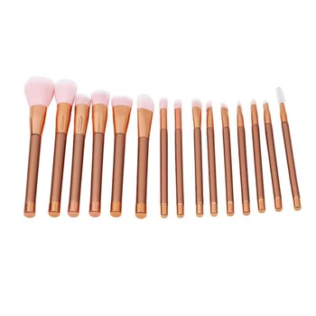 

15 Rose Gold Makeup Brushes, High-Grade Metallic Handle Hair Makeup Brush Set