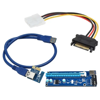

Right Interface PCIe PCI-E PCI Express Riser Card 1x to 16x USB 3.0 Data Cable with SATA 15 Male to 4pin power cable Blue