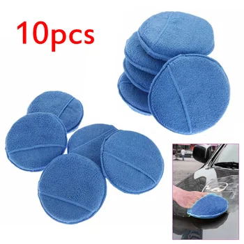 

10Pcs Car Polish Foam Sponge Applicator Cleaning Cloth Microfiber Waxing Pads Round Shape 5"