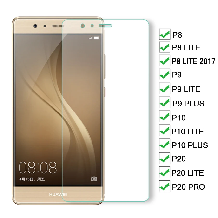 Protector de pantalla de cristal templado 3D para móvil, película de vidrio templado para Huawei P8, P9, P10, P20 Lite, P20 Pro, P9, P10 Plus