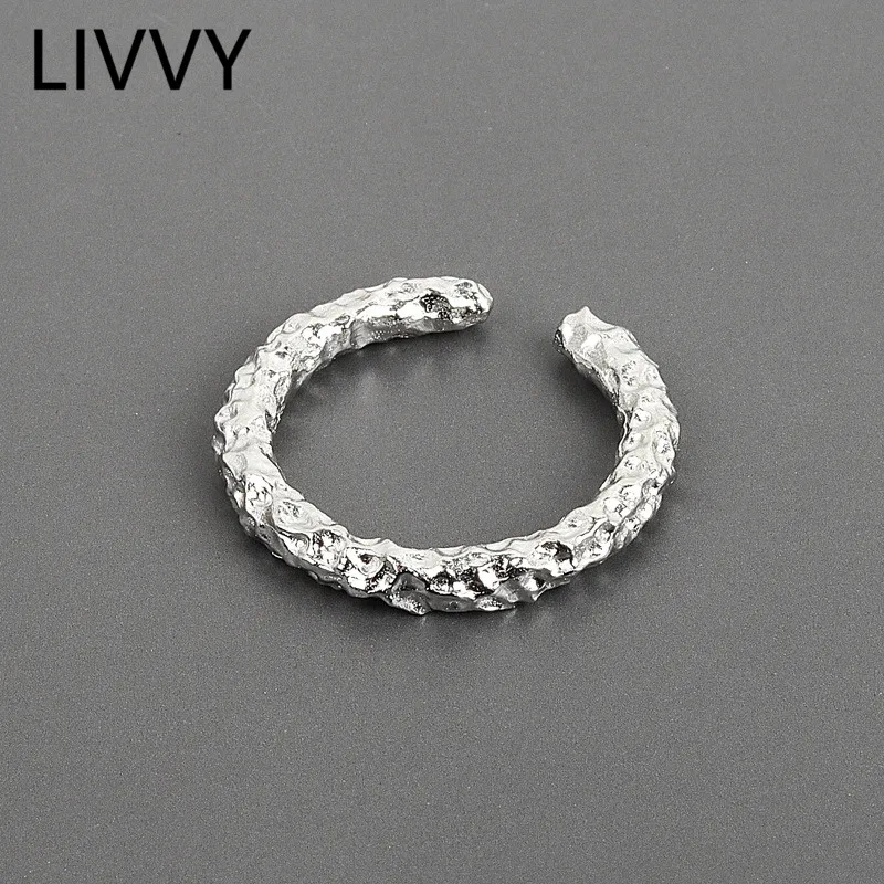 LIVVY Silver Color Opening Ring Classic Simple Geometric Arc Handmade Jewelry Gifts for Women Adjustable 2021 Trend | Украшения и