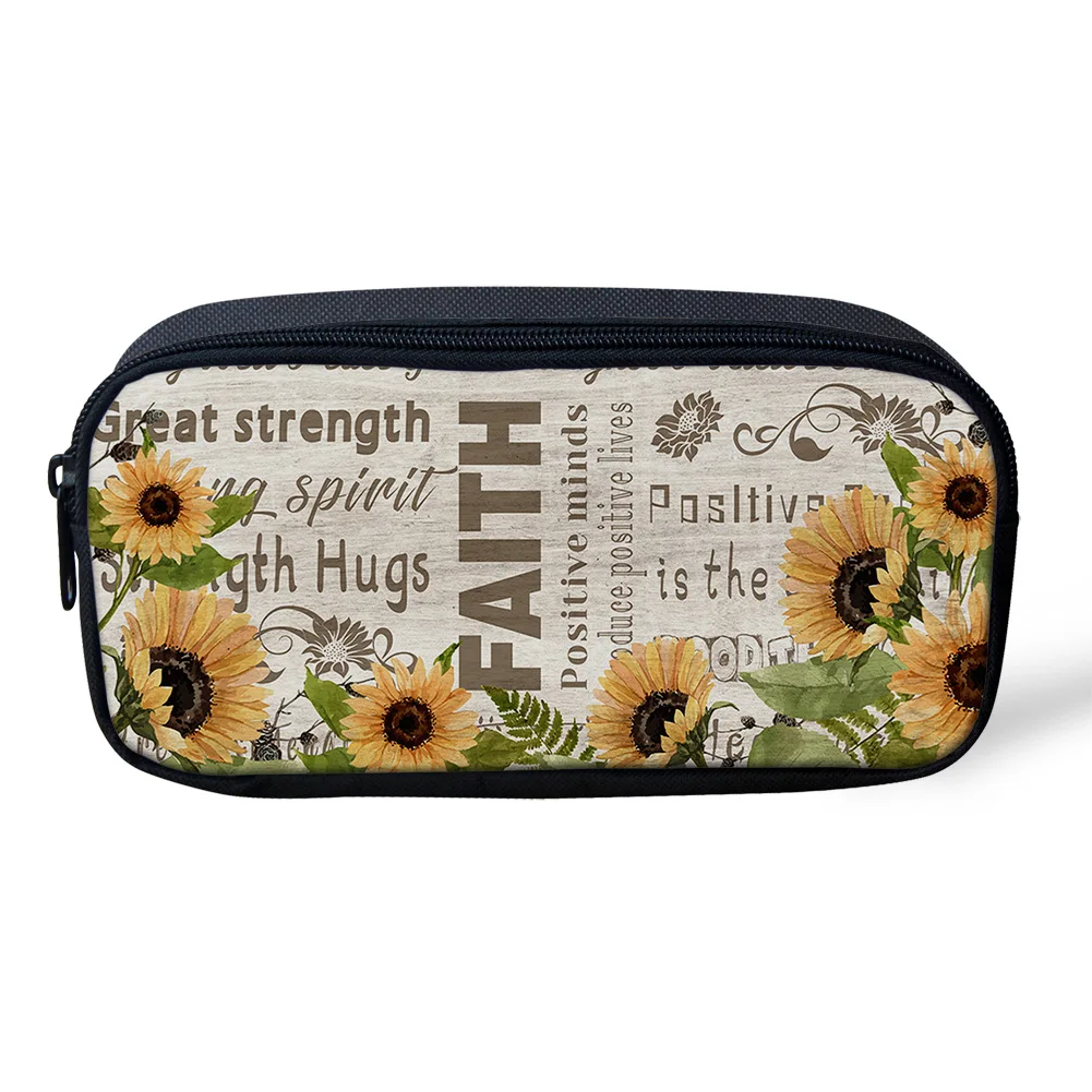 Подсолнух текст деревянная доска текстура печать косметичка для женщин Макияж