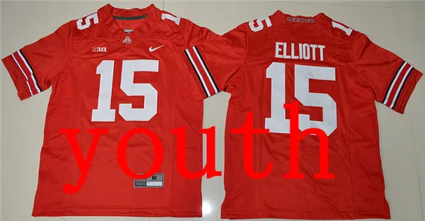 Бежевый Новое поступление года, молодежная майка в штатском Огайо Buckeyes Ezekiel Elliott 15-Red, размеры S, M, L, XL - Цвет: Бежевый