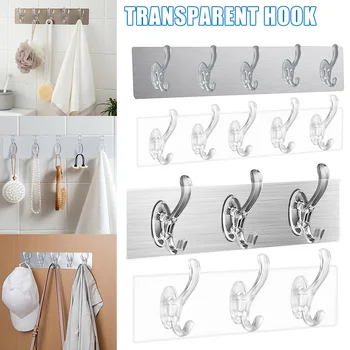 

Transparent Adhesive Seamless Wall Hooks Strong Non Marking Sticking Hook Waterproof Oil-proof No Punching Hooks _WK
