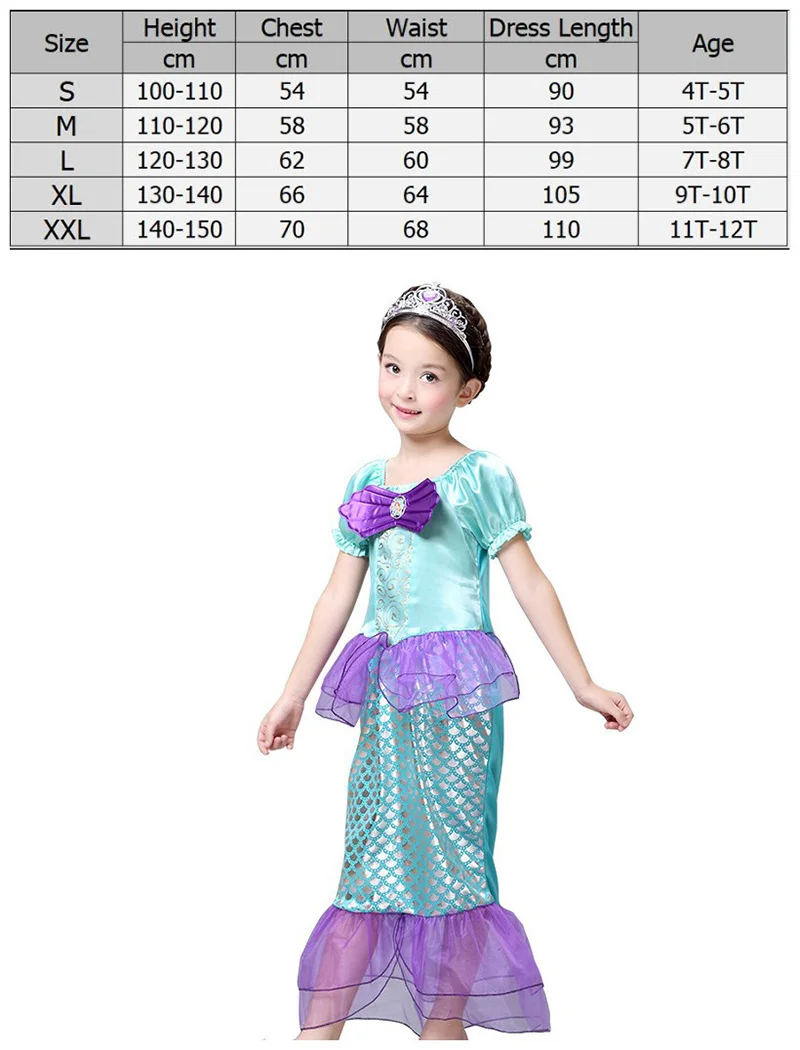Girls-Ariel-Dress-Child-The-Little-Mermaid-Ariel-Princess-Cosplay-Costume-Fantasia-Ariel-Mermaid-Tail-Dress