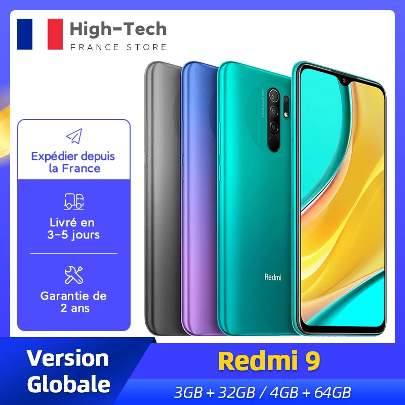 Xiaomi Redmi 9 NFC Global Version Mobile Phones Helio G80 3GB/32GB 4GB/64GB 6.53” FHD+ Screen 13MP Quad Cams Smartphone 5020mAh
