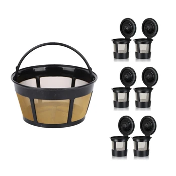 

Cup Basket Coffee Filter ,Stainless Mesh Reusable Single Cup Filter with 6 K-Cups for Mr. Coffee Makers and Brewers