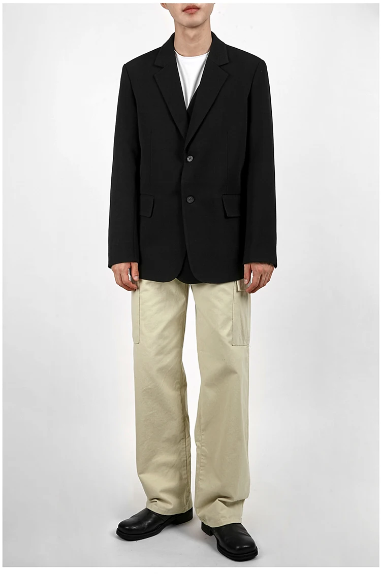 Мужской деловой повседневный черный пиджак, пальто для мужчин и женщин, винтажная уличная одежда, блейзер, пальто, верхняя одежда Harajuku