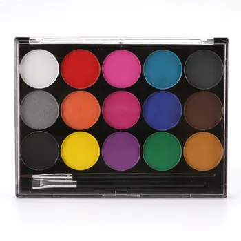 

15 Colors Body Paint Art Face Makeup Pigment Fans Devil Water-Soluble Fancy Party Safe Use Non-toxic Drawing Cosplay With Brush