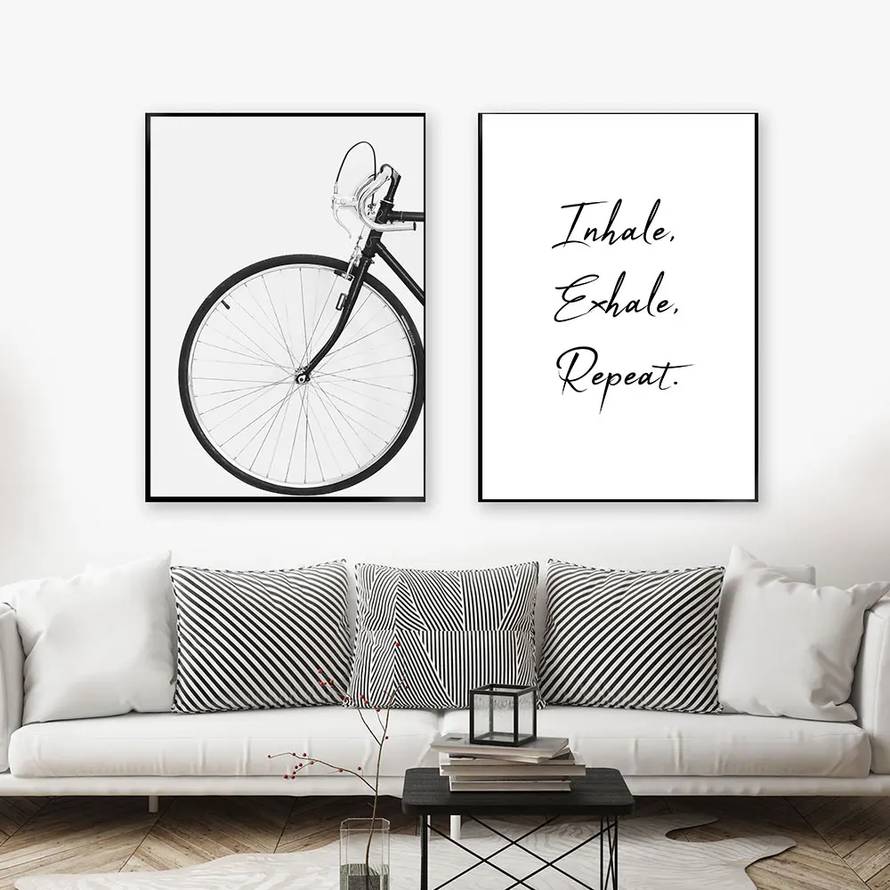 Minimalist Poster Quote Black White Canvas Painting Modern Art Print The old bicycle Wall Picture For Living Room Home Decor