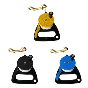

Compact Scuba Diving Reel & Handle, Brass Double Ended Bolt Snap Gear Equipment - Various Colors