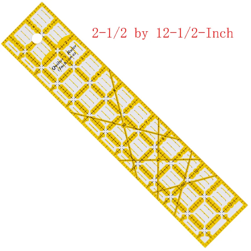 Нескользящие лоскутного шитья линейка 5 дюймов, 5 дюймов, 2-1/2in. X 12-1/2in, " X 18", 5,5 ''X 16'', 6 ''X 12'' линейка для лоскутного шитья инструменты дюймовая линейка - Цвет: Светло-желтый