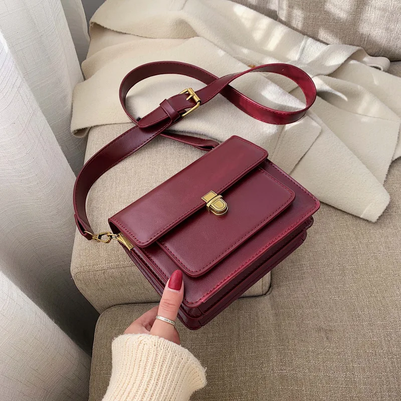

Bag 2019 New Style Tidal Harbor-Style CHIC Autumn And Winter Retro Shoulder Bag Women's Versatile INS Fashion Textured Square Sl