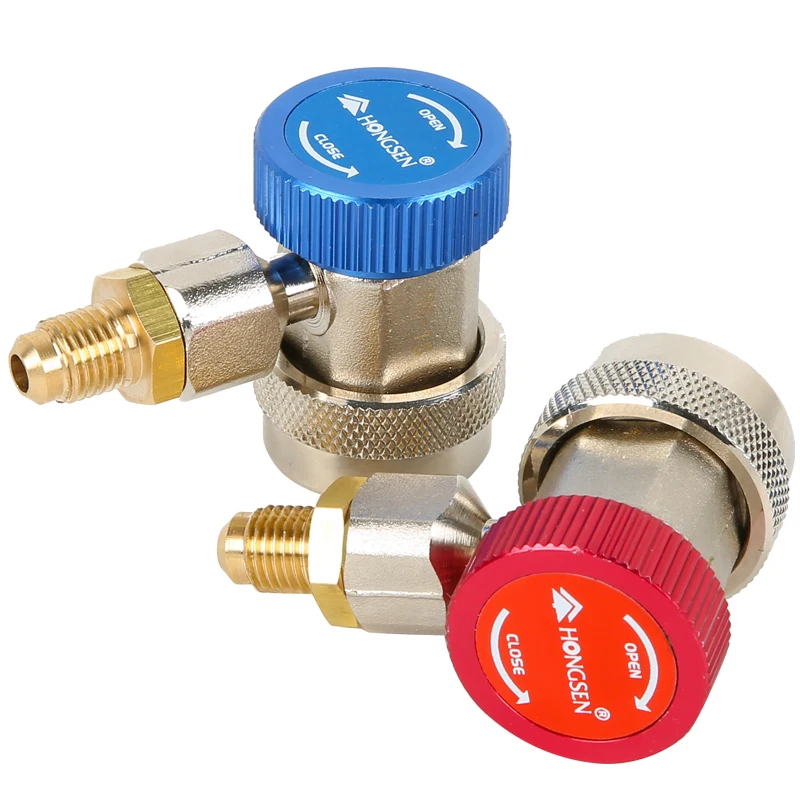 

Freon R134A H/L Auto Car Quick Coupler Connector Brass Adapters Air Conditioning Refrigerant Adjustable AC Manifold Gauge