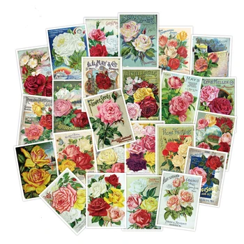 

30PCS Vintage Flower Sticker DIY Scrapbooking Junk Journal Mobile Computer Diary Gift Sealing Decoration Sticker