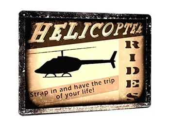 

HELICOPTER model rides METAL SIGN remote FLYING lessons VINTAGE style retro