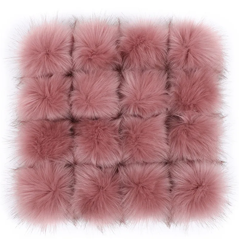 1pc/2pcs False Hairball Hat Ball Pompom 10/12/15cm Handmade Fake Fox Fur Ball Pom Pom Rubber Band Snap Button Knit Accessories 