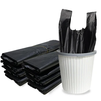 

1 roll / 50 pieces of thin medium thicken black garbage bag portable portable garbage bag disposable vest bag