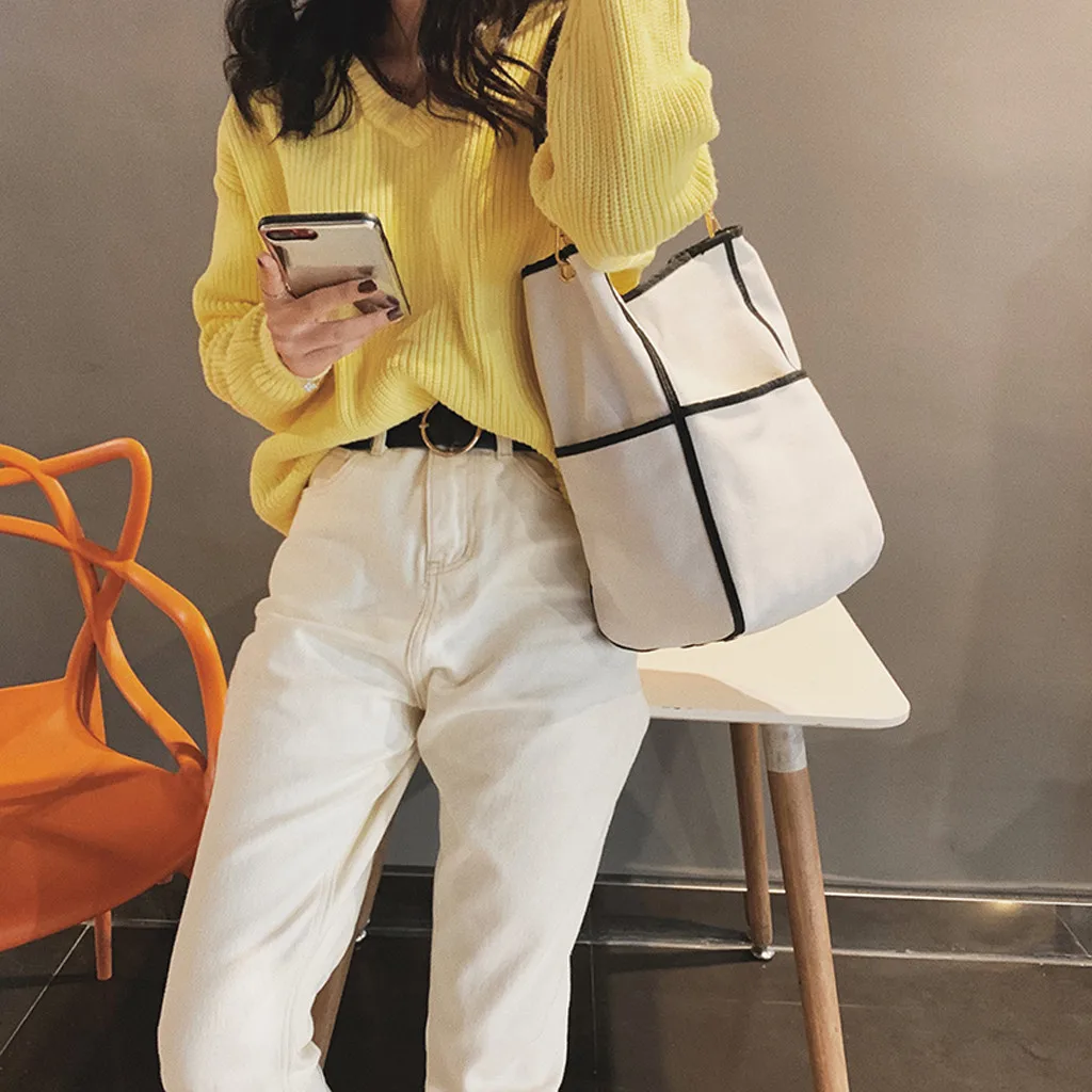 Модная женская Высококачественная простая ткань, однотонные сумки на плечо, большие вместительные сумки для покупок, сумка на плечо, Прямая поставка, 20H