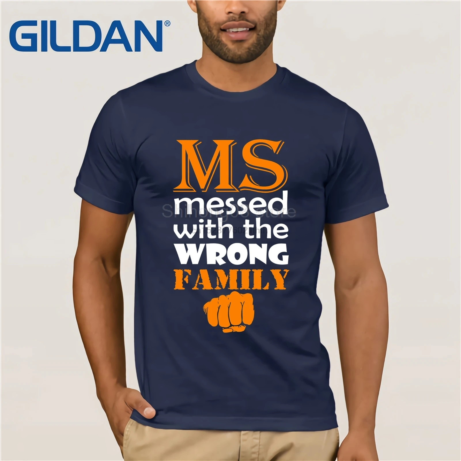 

MS Messed With Wrong Family Multiple Sclerosis Awareness Tee Icon Emoji Fashion Design T-Shirt summer T-shirt