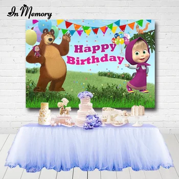 

Photography Backgrounds Cartoon Masha and bear Kids Birthday Party Backdrop Jungle Adventure Photo Studio Banner Custom