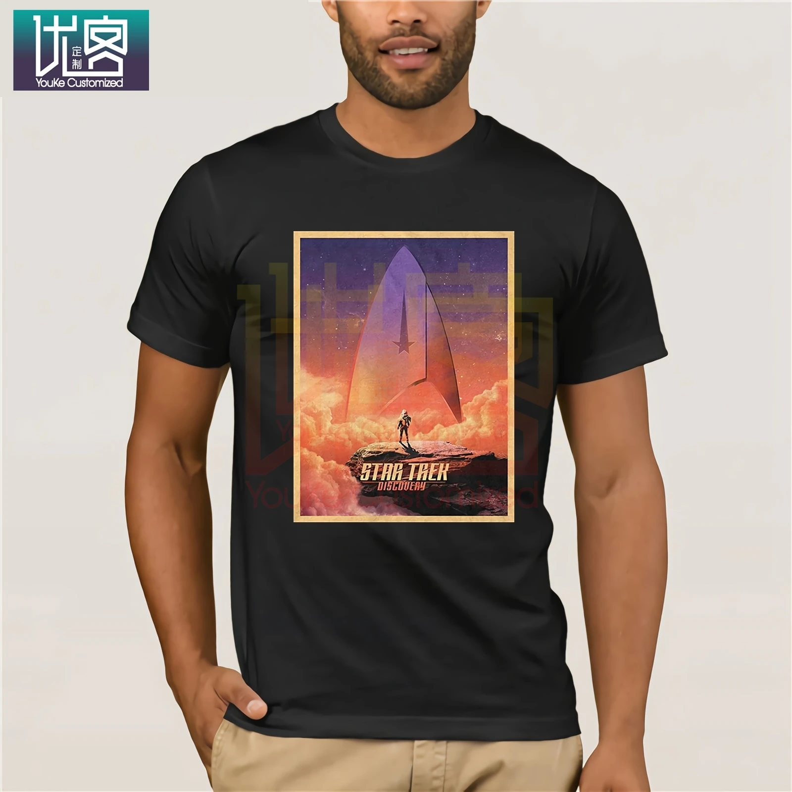 Star Trek обнаружения звездного плакат Футболка повседневные футболки 100% одежда из